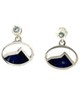 Crested Butte Mountain charm silver earrings with aquamarine sparkle