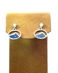 Crested Butte Mountain charm silver earrings with aquamarine sparkle
